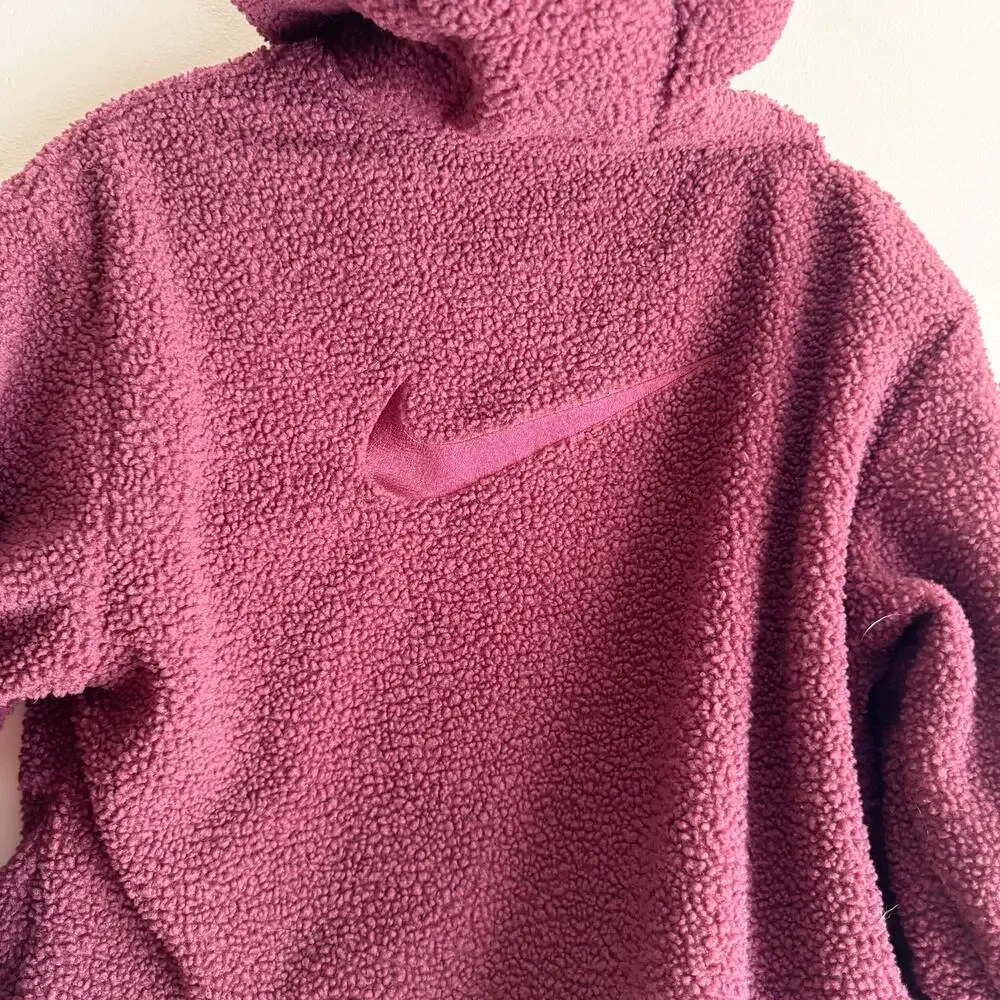 Nike Therma Fit Maroon Hooded Fleece Sherpa Pullover Sweatshirt XL Comfort